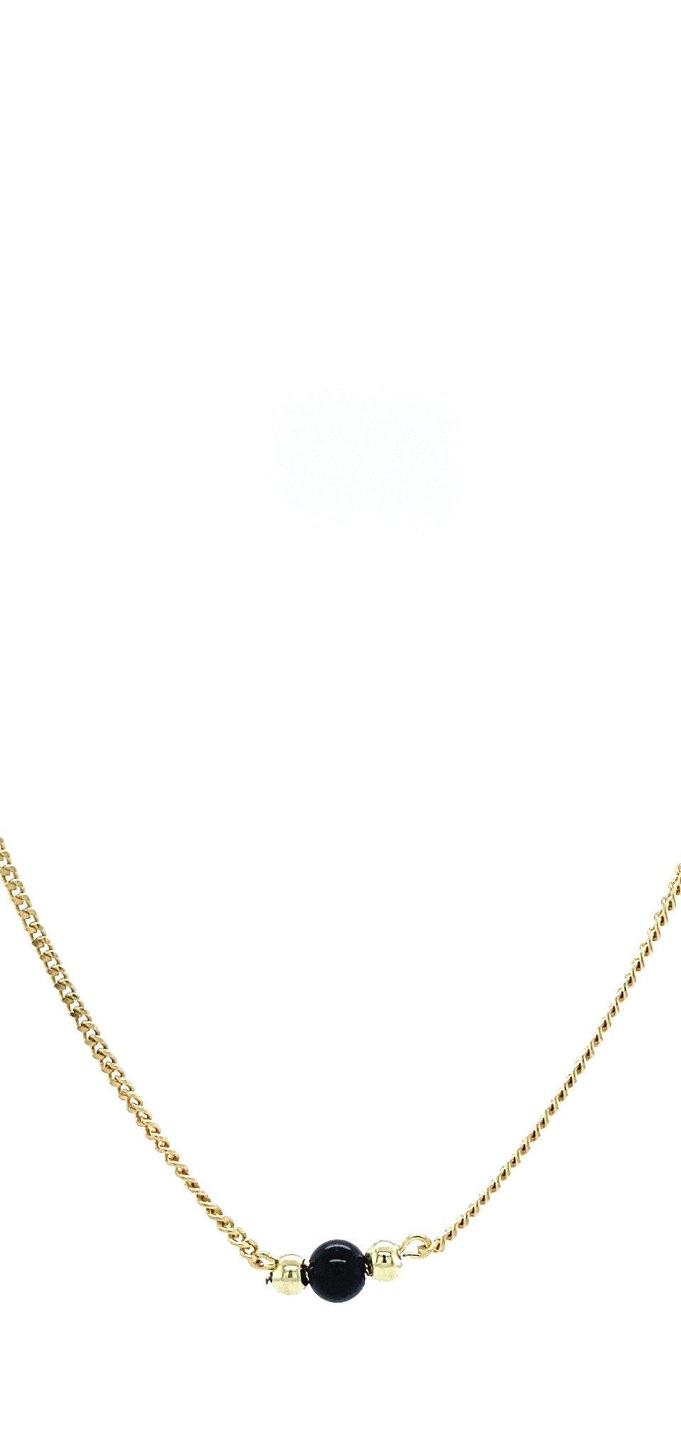 Vintage 14K Gold Necklace Curb with Onyx 38 cm